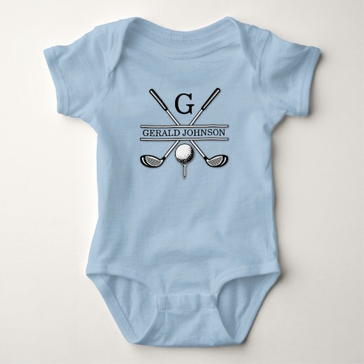 Benutzerdefiniertes Golf-Monogramm-Design Baby Strampler (Vorderseite)