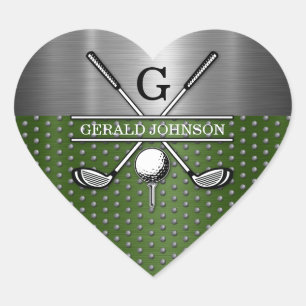 Benutzerdefiniertes Golf-Monogramm-Design Herz-Aufkleber