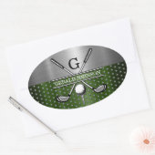 Benutzerdefiniertes Golf-Monogramm-Design Ovaler Aufkleber (Umschlag)