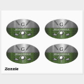 Benutzerdefiniertes Golf-Monogramm-Design Ovaler Aufkleber (Blatt)