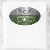 Benutzerdefiniertes Golf-Monogramm-Design Ovaler Aufkleber (Tasche)