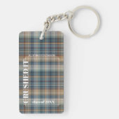 Benutzerdefiniertes Graduate-Foto auf Gingham Patt Schlüsselanhänger (Rückseite)
