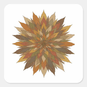 Benutzerdefiniertes Grau HERBSTBLÄTTER Sticker-Mot Quadratischer Aufkleber