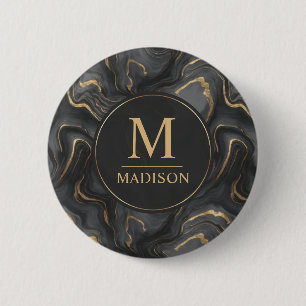 Benutzerdefiniertes Grau Schwarz und Gold Glitter Button