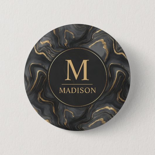 Benutzerdefiniertes Grau Schwarz und Gold Glitter Button (Vorderseite)