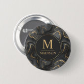 Benutzerdefiniertes Grau Schwarz und Gold Glitter Button (Vorne & Hinten)
