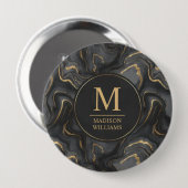 Benutzerdefiniertes Grau-Schwarz- und Gold-Glitter Button (Vorne & Hinten)