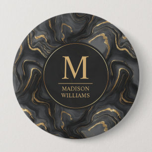 Benutzerdefiniertes Grau-Schwarz- und Gold-Glitter Button