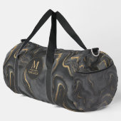 Benutzerdefiniertes Grau Schwarz und Gold Glitter Duffle Bag (Rechte Ecke)