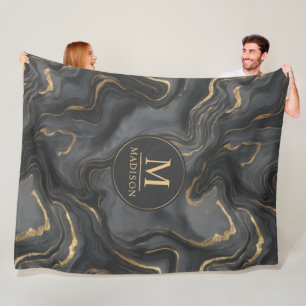 Benutzerdefiniertes Grau Schwarz und Gold Glitter Fleecedecke