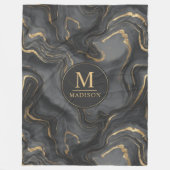 Benutzerdefiniertes Grau Schwarz und Gold Glitter Fleecedecke (Vorderseite)