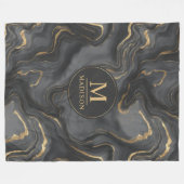 Benutzerdefiniertes Grau Schwarz und Gold Glitter Fleecedecke (Vorderseite (Horizontal))
