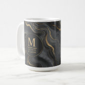 Benutzerdefiniertes Grau Schwarz und Gold Glitter  Kaffeetasse (Vorderseite Links)