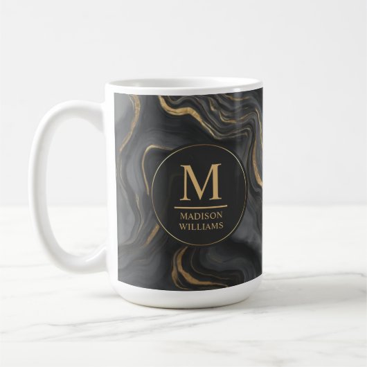 Benutzerdefiniertes Grau Schwarz und Gold Glitter  Kaffeetasse (Links)