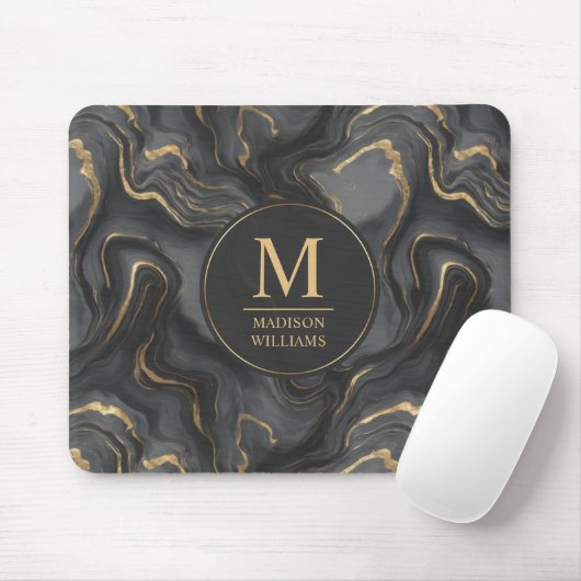 Benutzerdefiniertes Grau Schwarz und Gold Glitter  Mousepad (Mit Mouse)