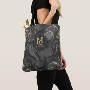 Benutzerdefiniertes Grau Schwarz und Gold Glitter  Tasche