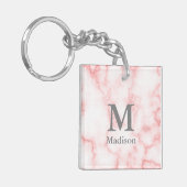 Benutzerdefiniertes graues Monogramm und Name auf Schlüsselanhänger (Vorderseite links)