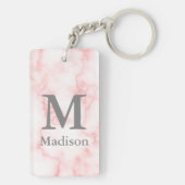 Benutzerdefiniertes graues Monogramm und Name auf Schlüsselanhänger (Rückseite)