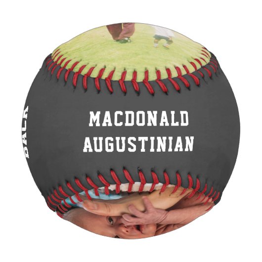 Benutzerdefiniertes Graues VATER-to-BE 2-Foto Baseball (Vorderseite)