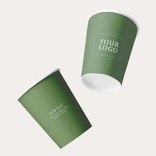 Benutzerdefiniertes "Green Minimal Business"-Logo Pappbecher