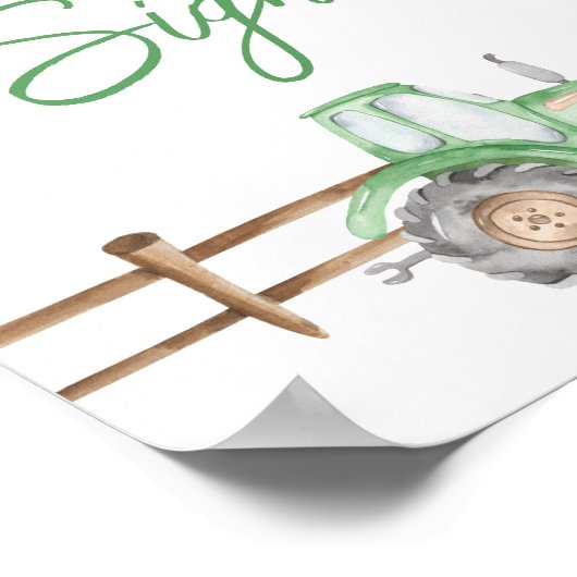 Benutzerdefiniertes Green Traktor-Zeichen Poster (Ecke)