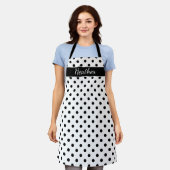 Benutzerdefiniertes großes schwarz-weißes Polka-Pu Schürze (Getragen)
