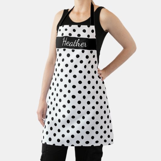 Benutzerdefiniertes großes schwarz-weißes Polka-Pu Schürze (InSitu)