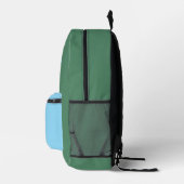 Benutzerdefiniertes Grün und Blau Bedruckter Rucksack (Rechts)