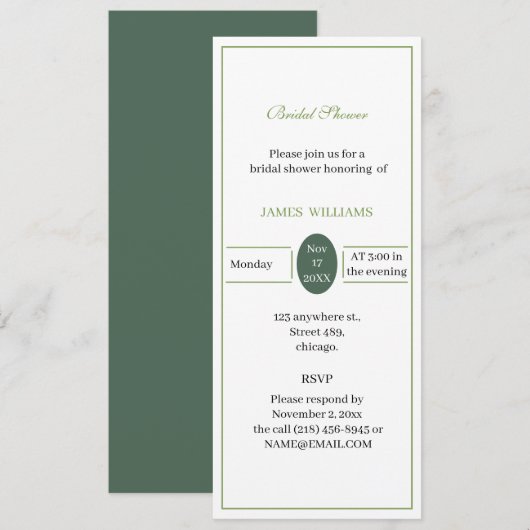 Benutzerdefiniertes grünes Brautparty Einladung (Vorne/Hinten)