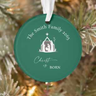Benutzerdefiniertes grünes Nativitäts-Foto-Acryl-W Ornament