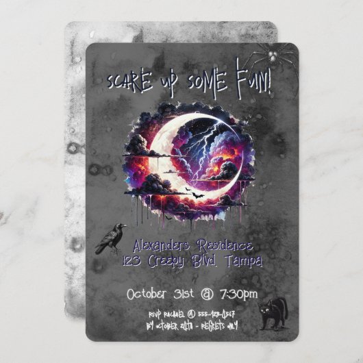 Benutzerdefiniertes Halloween-Party Einladen von C Einladung (Vorne/Hinten)