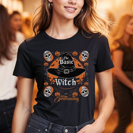 Benutzerdefiniertes Halloween-Party Hexenhut Retro T-Shirt