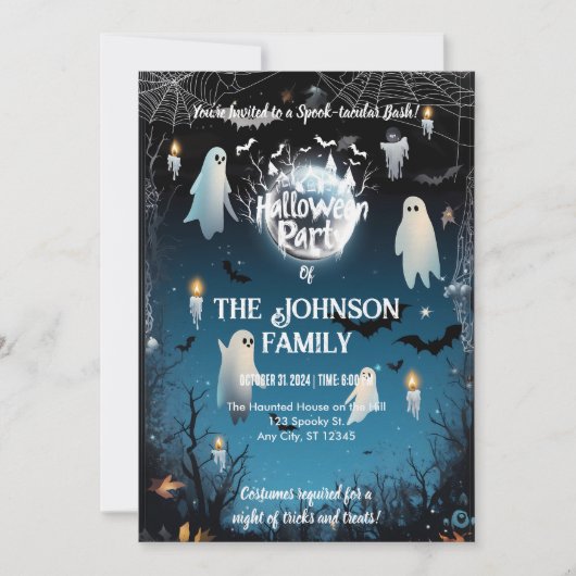 Benutzerdefiniertes Halloween-Party mit Geistern u Einladung (Vorderseite)