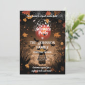 Benutzerdefiniertes Halloween-Party mit Herbstleav Einladung (Stehend Vorderseite)