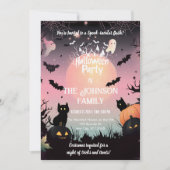 Benutzerdefiniertes Halloween-Party mit schwarzen  Einladung (Vorderseite)