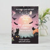 Benutzerdefiniertes Halloween-Party mit schwarzen  Einladung (Stehend Vorderseite)
