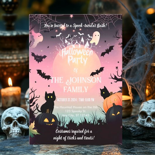 Benutzerdefiniertes Halloween-Party mit schwarzen  Einladung