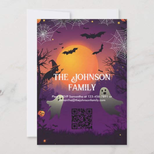 Benutzerdefiniertes Halloween-Party mit Spooky Gho Einladung (Rückseite)