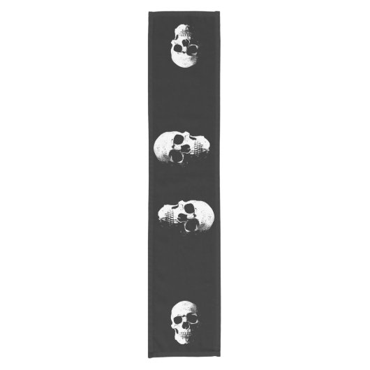 Benutzerdefiniertes Halloween-Party Skull Black & Kurzer Tischläufer (Vorderseite)