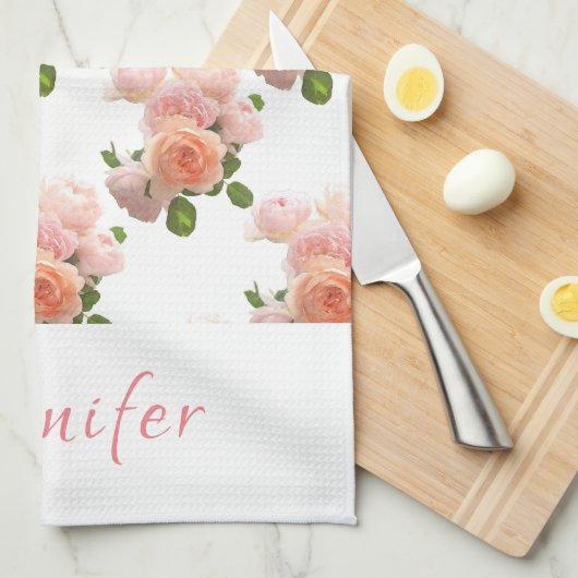 Benutzerdefiniertes handgeschriebenes Skript Pink  Geschirrtuch (Viertel Falte)