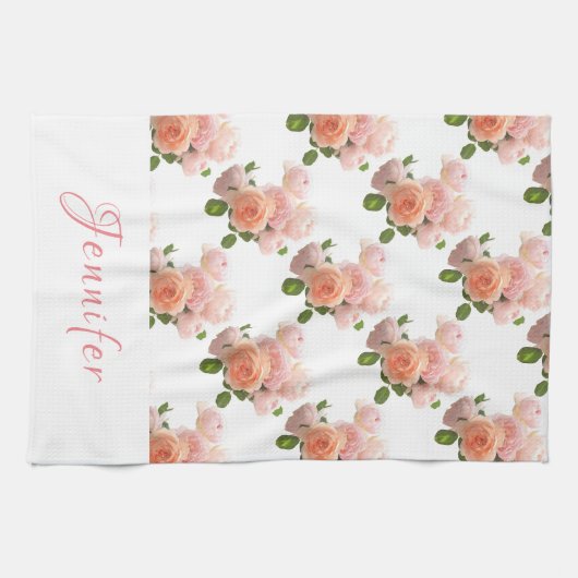 Benutzerdefiniertes handgeschriebenes Skript Pink Geschirrtuch (Horizontal)