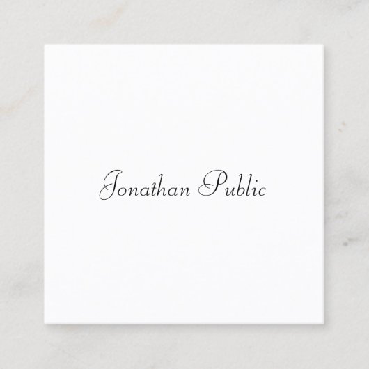 Benutzerdefiniertes Handwriting-Skript Elegante Ei Quadratische Visitenkarte (Vorderseite)