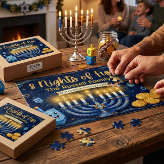Benutzerdefiniertes Hanukkah-Familienspiel Nacht-J Puzzle