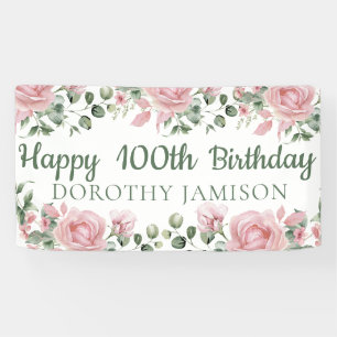 Benutzerdefiniertes Happy 100. Geburtstag Floral Banner