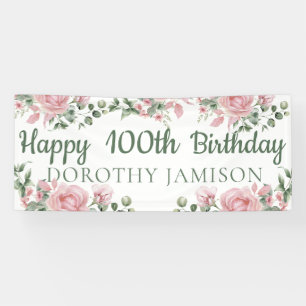 Benutzerdefiniertes Happy 100. Geburtstag Floral Banner