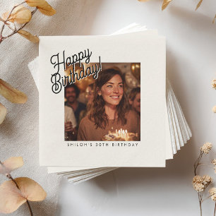 Benutzerdefiniertes Happy Birthday Foto Spaß Elega Serviette