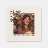Benutzerdefiniertes Happy Birthday Foto Spaß Elega Serviette (Vorderseite)