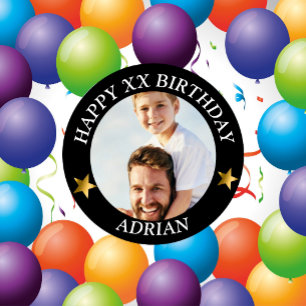 Benutzerdefiniertes Happy Birthday Foto und Alter  Button