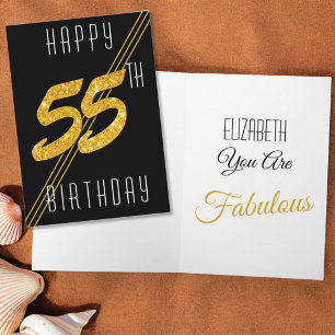 Benutzerdefiniertes Happy Birthday Gold Glitter 55 Karte
