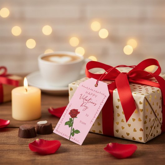 Benutzerdefiniertes Happy Valentinstag-Rosengesche Geschenkanhänger